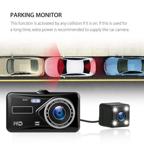 Touch Screen Dashboard Camera Front and Rear Dual Dash Cam with G-Sensor, Loop-Recording & Parking Mode