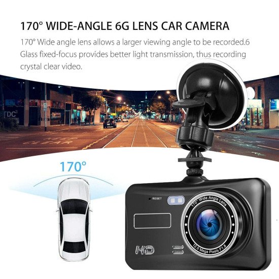 Touch Screen Dashboard Camera Front and Rear Dual Dash Cam with G-Sensor, Loop-Recording & Parking Mode