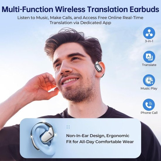 AI Translation Earbuds Real Time, 144 Language Translator Earbuds with APP Compatible with iOS & Android 