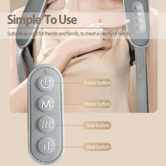 Neck & Shoulder Massager with Heat | Deep Tissue Therapy for Pain Relief & Relaxation – Cordless | Grey
