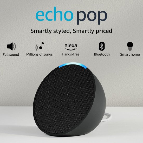 Amazon Smart Echo Pop speaker with Alexa and Bluetooth 