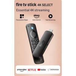 Amazon Fire TV Stick 4K Select (newest model), start streaming in 4K, Alexa voice search, stream lakhs of movies & episodes, free and live TV