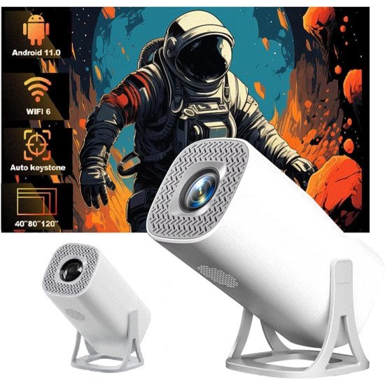 Android 13 Smart LED Projector, Ultra HD 4K Support, Streaming Apps, Auto Focus 