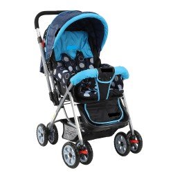 Baby Stroller / Pram for 0 to 3 Years, New Born / Toddler / Kid, 5 Point Safety Harness, Adjustable backrest, 360° Swivel Wheel, Large storage basket, Reversible Handlebar (color May Vary)