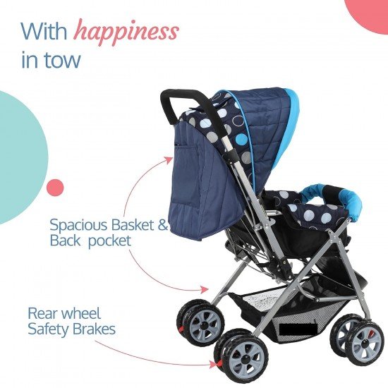 Baby Stroller / Pram for 0 to 3 Years, New Born / Toddler / Kid, 5 Point Safety Harness, Adjustable backrest, 360° Swivel Wheel, Large storage basket, Reversible Handlebar (color May Vary) Baby Stroller / Pram for 0 to 3 Years, New Born / Toddler / Kid, 5 Point Safety Harness, Adjustable backrest, 360° Swivel Wheel, Large storage basket, Reversible Handlebar (color May Vary)