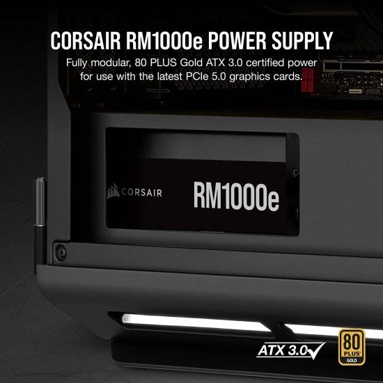 CORSAIR RM1000e (2023) Fully Modular Low-Noise ATX Power Supply - ATX 3.0 & PCIe 5.0 Compliant - 105°C-Rated Capacitors - 80 Plus Gold Efficiency - Modern Standby Support CORSAIR RM1000e (2023) Fully Modular Low-Noise ATX Power Supply - ATX 3.0 & PCIe 5.0 Compliant - 105°C-Rated Capacitors - 80 Plus Gold Efficiency - Modern Standby Support