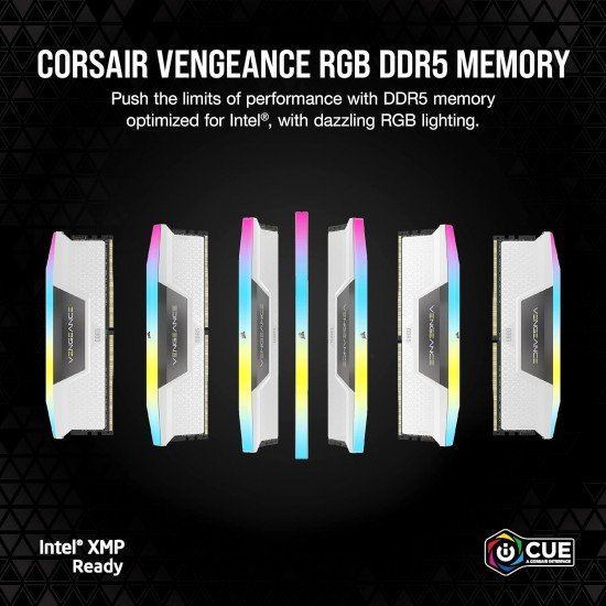 CORSAIR VENGEANCE RGB DDR5 RAM 32GB (2x16GB) 6000MHz CL36 Intel XMP iCUE Compatible Computer Memory - White (CMH32GX5M2D6000C36W) CORSAIR VENGEANCE RGB DDR5 RAM 32GB (2x16GB) 6000MHz CL36 Intel XMP iCUE Compatible Computer Memory - White (CMH32GX5M2D6000C36W)