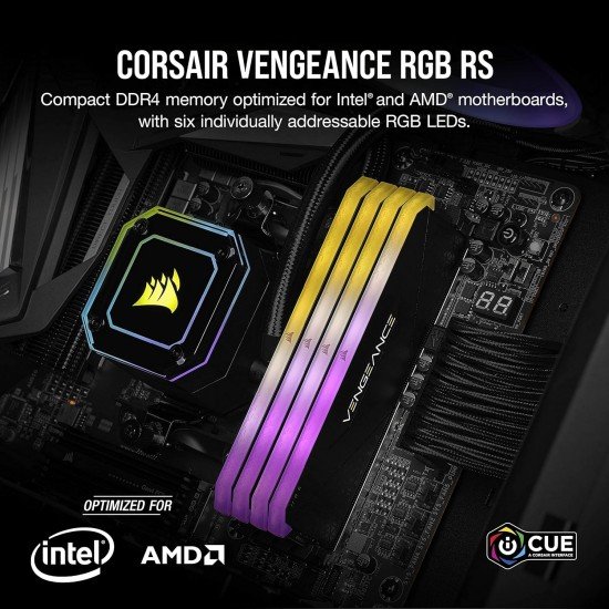 CORSAIR Vengeance RGB RS 32GB 2x16GB DDR4 3200MHz C16 16-20-20-38 Black Heatspreader Desktop Gaming Memory CORSAIR Vengeance RGB RS 32GB 2x16GB DDR4 3200MHz C16 16-20-20-38 Black Heatspreader Desktop Gaming Memory
