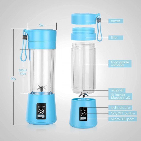 Portable Blender 6 Blades Portable Electric USB Juicer Blender (Color May Vary) Portable Blender 6 Blades Portable Electric USB Juicer Blender (Color May Vary)