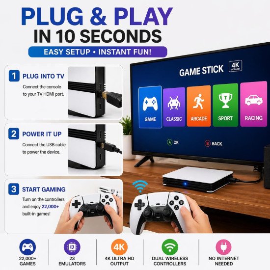 GS5 Pro 4K Retro Video Game Console for TV  