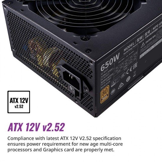 Cooler Master MWE 650 Bronze V2 Power Supply - Non-Modular | 80 Plus Bronze Certified | 120mm HDB Fan | DC-to-DC Circuit Design | 2 EPS Connector | ATX 2.52 Version | 650 Watt Cooler Master MWE 650 Bronze V2 Power Supply - Non-Modular | 80 Plus Bronze Certified | 120mm HDB Fan | DC-to-DC Circuit Design | 2 EPS Connector | ATX 2.52 Version | 650 Watt