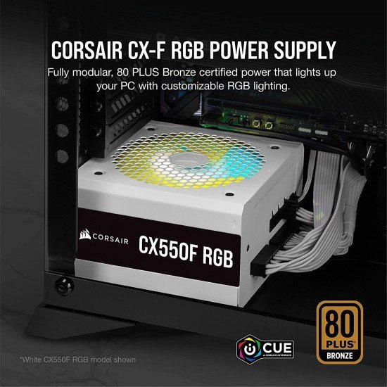 Corsair CX750F RGB White, 750 Watt, 80 Plus Bronze, Fully Modular RGB White PSU Corsair CX750F RGB White, 750 Watt, 80 Plus Bronze, Fully Modular RGB White PSU