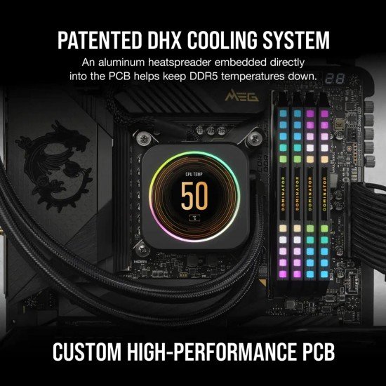 Corsair Dominator Platinum RGB DDR5 32GB (2x16GB) DDR5 7000 MHz C34 Intel Optimised Desktop Memory (Onboard Voltage Regulation, Patented CORSAIR DHX Cooling, 12 Ultra-Bright CAPELLIX RGB LEDs) Black Corsair Dominator Platinum RGB DDR5 32GB (2x16GB) DDR5 7000 MHz C34 Intel Optimised Desktop Memory (Onboard Voltage Regulation, Patented CORSAIR DHX Cooling, 12 Ultra-Bright CAPELLIX RGB LEDs) Black