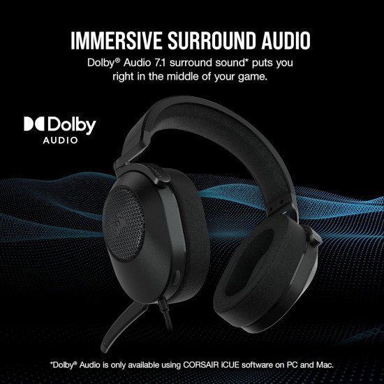 Corsair HS65 Surround Wired Gaming On Ear Headset (Leatherette Memory Foam Ear Pads, Dolby Audio 7.1 Surround Sound on PC and Mac, SonarWorks SoundID Technology, Multi-Platform Compatibility) Corsair HS65 Surround Wired Gaming On Ear Headset (Leatherette Memory Foam Ear Pads, Dolby Audio 7.1 Surround Sound on PC and Mac, SonarWorks SoundID Technology, Multi-Platform Compatibility)