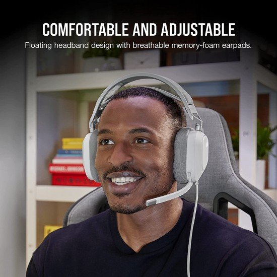 Corsair HS80 RGB USB Premium Gaming Wired On Ear Headset with Dolby Audio 7.1 Surround Sound (Broadcast-Grade Omni-Directional Microphone, Memory Foam Earpads, High-Fidelity Sound) White Corsair HS80 RGB USB Premium Gaming Wired On Ear Headset with Dolby Audio 7.1 Surround Sound (Broadcast-Grade Omni-Directional Microphone, Memory Foam Earpads, High-Fidelity Sound) White