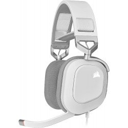 Corsair HS80 RGB USB Premium Gaming Wired On Ear Headset with Dolby Audio 7.1 Surround Sound (Broadcast-Grade Omni-Directional Microphone, Memory Foam Earpads, High-Fidelity Sound) White