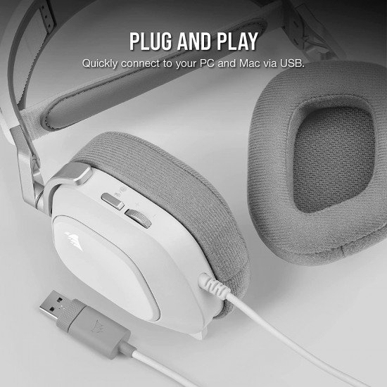 Corsair HS80 RGB USB Premium Gaming Wired On Ear Headset with Dolby Audio 7.1 Surround Sound (Broadcast-Grade Omni-Directional Microphone, Memory Foam Earpads, High-Fidelity Sound) White Corsair HS80 RGB USB Premium Gaming Wired On Ear Headset with Dolby Audio 7.1 Surround Sound (Broadcast-Grade Omni-Directional Microphone, Memory Foam Earpads, High-Fidelity Sound) White