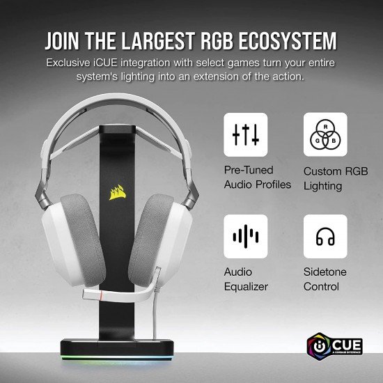 Corsair HS80 RGB USB Premium Gaming Wired On Ear Headset with Dolby Audio 7.1 Surround Sound (Broadcast-Grade Omni-Directional Microphone, Memory Foam Earpads, High-Fidelity Sound) White Corsair HS80 RGB USB Premium Gaming Wired On Ear Headset with Dolby Audio 7.1 Surround Sound (Broadcast-Grade Omni-Directional Microphone, Memory Foam Earpads, High-Fidelity Sound) White