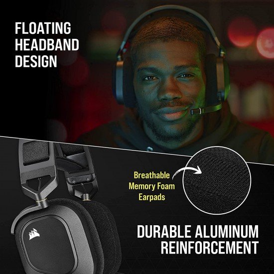 Corsair HS80 RGB Wireless Premium Gaming On Ear Headset with Dolby Atmos Audio (Low-Latency, Omni-Directional Microphone, 60ft Range, Up to 20 Hours Battery Life, PS5/PS4 Wireless Compatibility) Black Corsair HS80 RGB Wireless Premium Gaming On Ear Headset with Dolby Atmos Audio (Low-Latency, Omni-Directional Microphone, 60ft Range, Up to 20 Hours Battery Life, PS5/PS4 Wireless Compatibility) Black