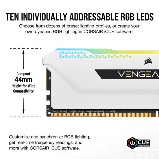 Corsair Vengeance RGB Pro SL 32GB (2x16GB) DDR4 3600 (PC4-28800) C18 1.35V Desktop Memory - White (CMH32GX4M2D3600C18W) Corsair Vengeance RGB Pro SL 32GB (2x16GB) DDR4 3600 (PC4-28800) C18 1.35V Desktop Memory - White (CMH32GX4M2D3600C18W)