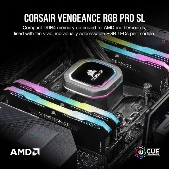 Corsair Vengeance RGB Pro SL 32GB (2x16GB) DDR4 3600 (PC4-28800) C18 1.35V Optimized for AMD Ryzen - Black (CMH32GX4M2Z3600C18) Corsair Vengeance RGB Pro SL 32GB (2x16GB) DDR4 3600 (PC4-28800) C18 1.35V Optimized for AMD Ryzen - Black (CMH32GX4M2Z3600C18)