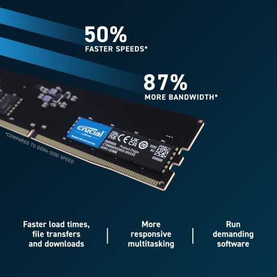 Crucial RAM 16GB DDR5 4800MHz CL40 Desktop Memory CT16G48C40U5 Black Crucial RAM 16GB DDR5 4800MHz CL40 Desktop Memory CT16G48C40U5 Black