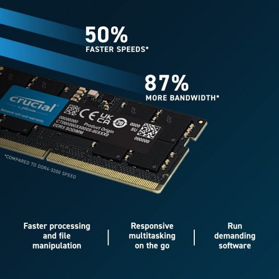 Crucial RAM 16GB DDR5 4800MHz CL40 Desktop Memory CT16G48C40U5 Black Crucial RAM 16GB DDR5 4800MHz CL40 Desktop Memory CT16G48C40U5 Black
