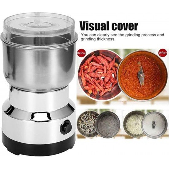 Stainless Steel Nima Multifunctional Grinder Smash Machine Coffee Beans Electric Spices Grinder and Coffee Maker Household Electric Mixer Grinder (300 Ml Jar) (NOT Use Liquid)