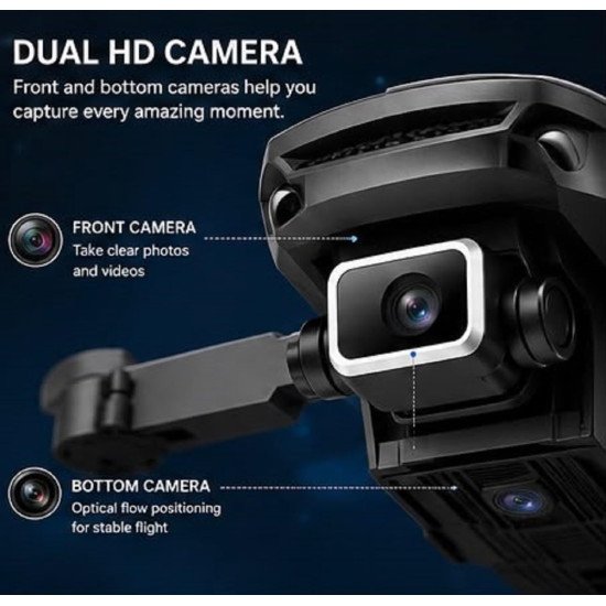 E88 Foldable Drone with Dual Camera, 2 Batteries, WiFi FPV, Altitude Hold, One Key Take Off/Landing