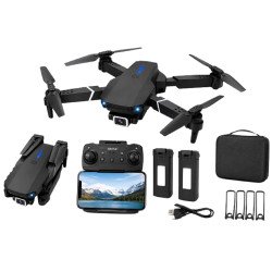 E88 Foldable Drone with Dual Camera, 2 Batteries, WiFi FPV, Altitude Hold, One Key Take Off/Landing