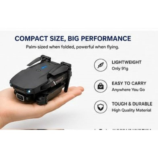 E88 Foldable Drone with Dual Camera, 2 Batteries, WiFi FPV, Altitude Hold, One Key Take Off/Landing
