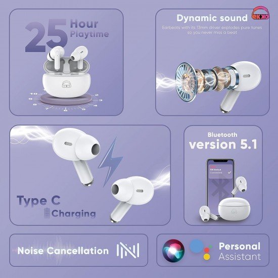 Ekko Earbeats T05 Bluetooth Truly Wireless in Ear Earbuds with ENC Call Noise Cancellation,Siri & Google Assistant Ekko Earbeats T05 Bluetooth Truly Wireless in Ear Earbuds with ENC Call Noise Cancellation,Siri & Google Assistant