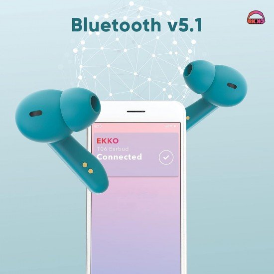 Ekko Earbeats T06 in-Ear Truly Wireless Earbuds with 60H Playtime,10MM Driver, ENC Call Noise Cancellation, google assistant or siri Ekko Earbeats T06 in-Ear Truly Wireless Earbuds with 60H Playtime,10MM Driver, ENC Call Noise Cancellation, google assistant or siri