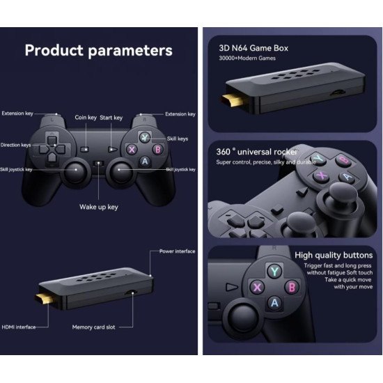 M33 Game Stick 37000+ INBUILT Games Retro Classic 3D 4K Full HD M33 Game Stick 37000+ INBUILT Games Retro Classic 3D 4K Full HD
