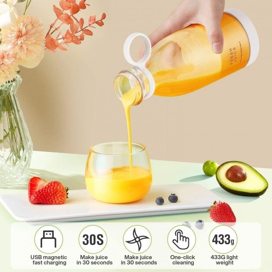 Electric Portable Mini Juicer Bottle | Wireless Personal Size Juicer Blender for Smoothies and Shakes (420ml) Electric Portable Mini Juicer Bottle | Wireless Personal Size Juicer Blender for Smoothies and Shakes (420ml)