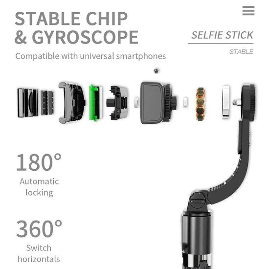 Gimbal for Phone,Camera Tripod Stand for Phone, Smartphone Gimbler for iPhone with Anti-Shake 1-Axis STABILIZER  