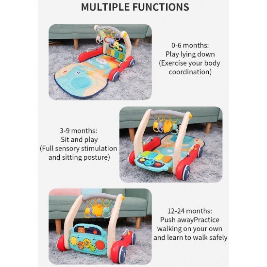 2 in 1 Musical Baby Play Gym with Convertible Walker| Push Walker with Play Piano, Lights, Rattles 2 in 1 Musical Baby Play Gym with Convertible Walker| Push Walker with Play Piano, Lights, Rattles