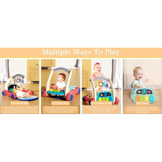2 in 1 Musical Baby Play Gym with Convertible Walker| Push Walker with Play Piano, Lights, Rattles 2 in 1 Musical Baby Play Gym with Convertible Walker| Push Walker with Play Piano, Lights, Rattles