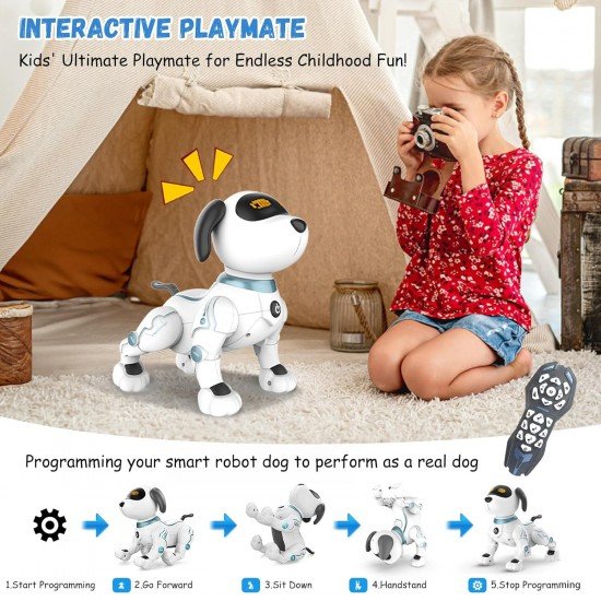 Remote Control Robotic Dog for Dance, Barks, Walks Electronic Pet Dog for All Ages Boys and Girls Gifts