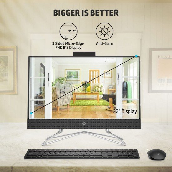 HP AIO PC 12th Gen Intel Core i3-1215U 21.5 inch(54.6 cm) FHD Anti Glare Display (8GB/1TB HDD+256GB SSD/Windows 11/Intel UHD Graphics/Wireless Keyboard & Mouse Combo/MS Office/Jet Black,22-dd2456in HP AIO PC 12th Gen Intel Core i3-1215U 21.5 inch(54.6 cm) FHD Anti Glare Display (8GB/1TB HDD+256GB SSD/Windows 11/Intel UHD Graphics/Wireless Keyboard & Mouse Combo/MS Office/Jet Black,22-dd2456in