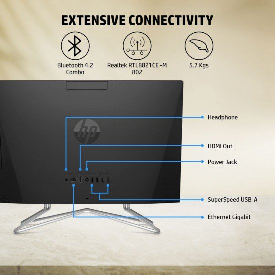 HP AIO PC 12th Gen Intel Core i3-1215U 21.5 inch(54.6 cm) FHD Anti Glare Display (8GB/1TB HDD+256GB SSD/Windows 11/Intel UHD Graphics/Wireless Keyboard & Mouse Combo/MS Office/Jet Black,22-dd2456in HP AIO PC 12th Gen Intel Core i3-1215U 21.5 inch(54.6 cm) FHD Anti Glare Display (8GB/1TB HDD+256GB SSD/Windows 11/Intel UHD Graphics/Wireless Keyboard & Mouse Combo/MS Office/Jet Black,22-dd2456in