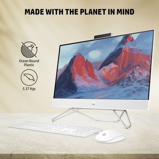 HP AIO PC 12th Gen Intel Core i3-1215U, 23.8inch(60.5 cm) FHD, Three-Sided Micro-Edge (16 GB DDR4, 512GB SSD, Wireless Keyboard and Mouse Combo, Win 11 Home, MSO,Starry White, 5.37kg, 24-cb1701 HP AIO PC 12th Gen Intel Core i3-1215U, 23.8inch(60.5 cm) FHD, Three-Sided Micro-Edge (16 GB DDR4, 512GB SSD, Wireless Keyboard and Mouse Combo, Win 11 Home, MSO,Starry White, 5.37kg, 24-cb1701