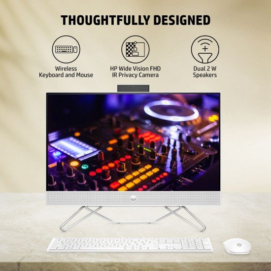 HP All-in-One 12th Gen Intel Core i3-23.8 inch(60.5 cm) 8GB RAM/512GB SSD/FHD, Micro-Edge, Anti-Glare Display/Wireless Keyboard & Mouse/Intel UHD Graphics/Win 11/5.37 Kg, 24-cb1901in