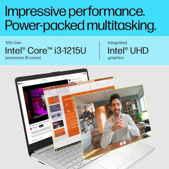 HP Laptop 15s, 12th Gen Intel Core i3-1215U, 15.6-inch (39.6 cm), FHD, 16GB DDR4, 512GB SSD, Intel UHD Graphics, Thin & Light, Dual Speakers (Win 11, MSO 2021, Silver, 1.69 kg), fy5004TU HP Laptop 15s, 12th Gen Intel Core i3-1215U, 15.6-inch (39.6 cm), FHD, 16GB DDR4, 512GB SSD, Intel UHD Graphics, Thin & Light, Dual Speakers (Win 11, MSO 2021, Silver, 1.69 kg), fy5004TU