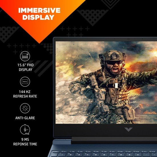 HP Victus Gaming Laptop, AMD Ryzen 5 7535HS, 4GB RTX 2050 GPU, 15.6-inch (39.6 cm), FHD, MSO, 144Hz, 16GB DDR5, 512GB SSD, Backlit KB, B&O, 9ms Response time, Dual Speakers (Blue, 2.37 kg), fb1017AX HP Victus Gaming Laptop, AMD Ryzen 5 7535HS, 4GB RTX 2050 GPU, 15.6-inch (39.6 cm), FHD, MSO, 144Hz, 16GB DDR5, 512GB SSD, Backlit KB, B&O, 9ms Response time, Dual Speakers (Blue, 2.37 kg), fb1017AX