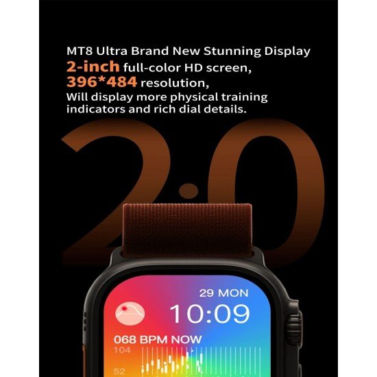 Ultra Seris 8 Smart Watch Men Two Watch NFC Door Unlock Smartwatch Bluetooth Call Wireless Charge Fitness Bracelet (Ultra T-800 Orange)