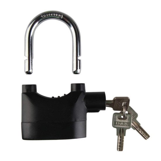 Inditradition High Security Alarm Padlock | Multipurpose Use, 110dba Alarm Sound, 3 Keys (Black)