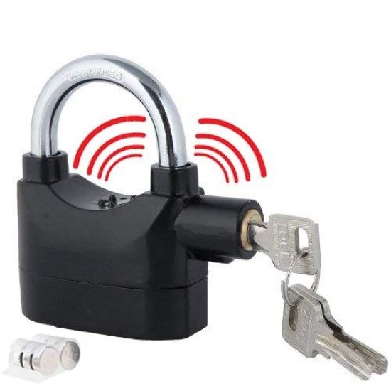 Inditradition High Security Alarm Padlock | Multipurpose Use, 110dba Alarm Sound, 3 Keys (Black)