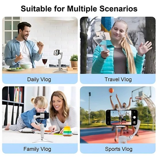 3-Axis Gray Smartphone Gimbal - Wide Angle Handheld Vlogging Stabilizer 
