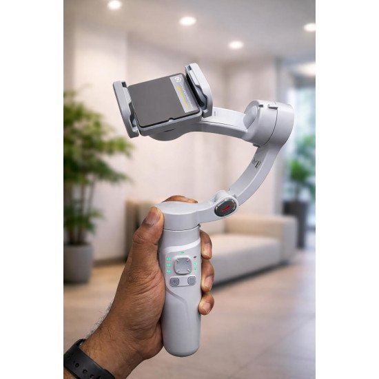 3-Axis Gray Smartphone Gimbal - Wide Angle Handheld Vlogging Stabilizer 